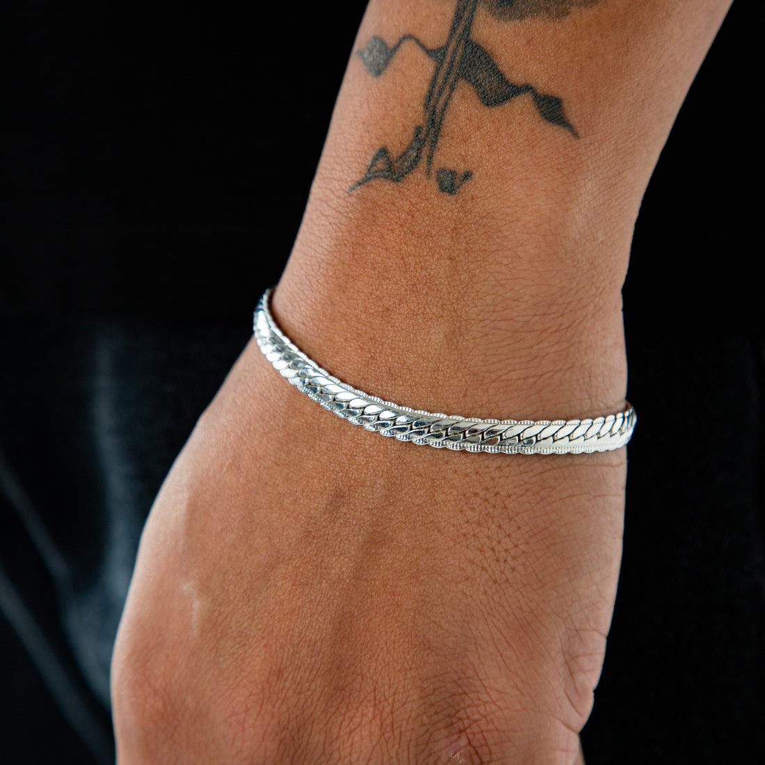 Pulseira Grumet Flat Especial 6mm Banhada a Ouro Branco  PUL079