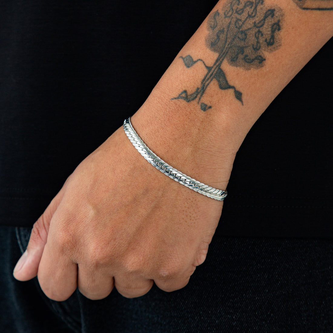 Pulseira Grumet Flat Especial 6mm Banhada a Ouro Branco  PUL079