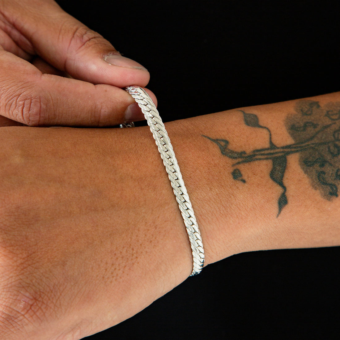 Pulseira Grumet Flat Especial 6mm Banhada a Ouro Branco  PUL079