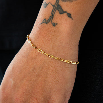 Pulseira Cadeado Alongado 3,5mm Banhada a Ouro 18k PUL082