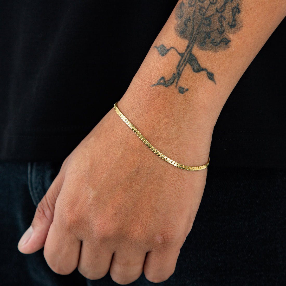 Pulseira Grumet Flat 3mm Banhada a Ouro 18k PUL083
