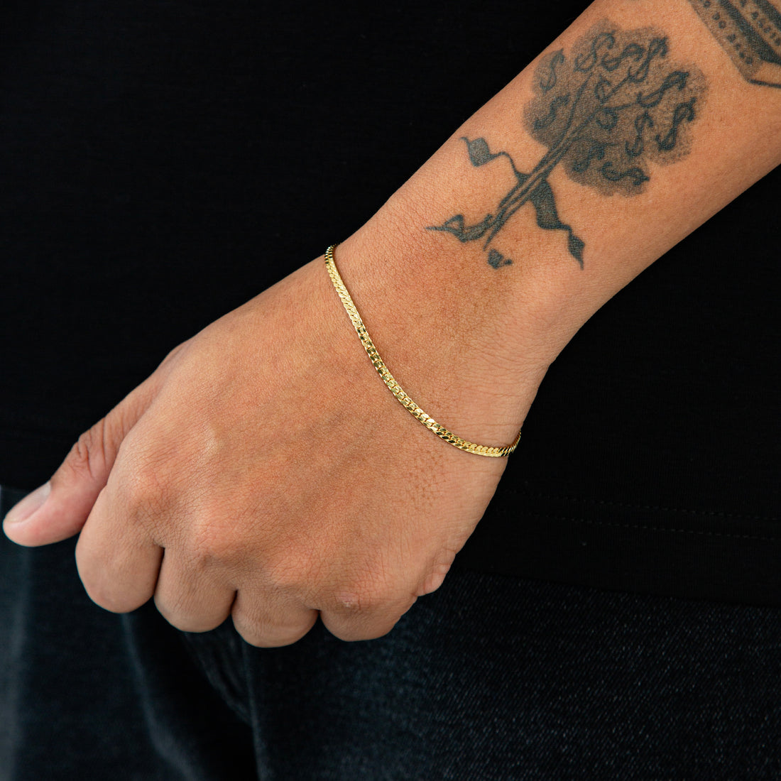 Pulseira Grumet Flat 3mm Banhada a Ouro 18k PUL083