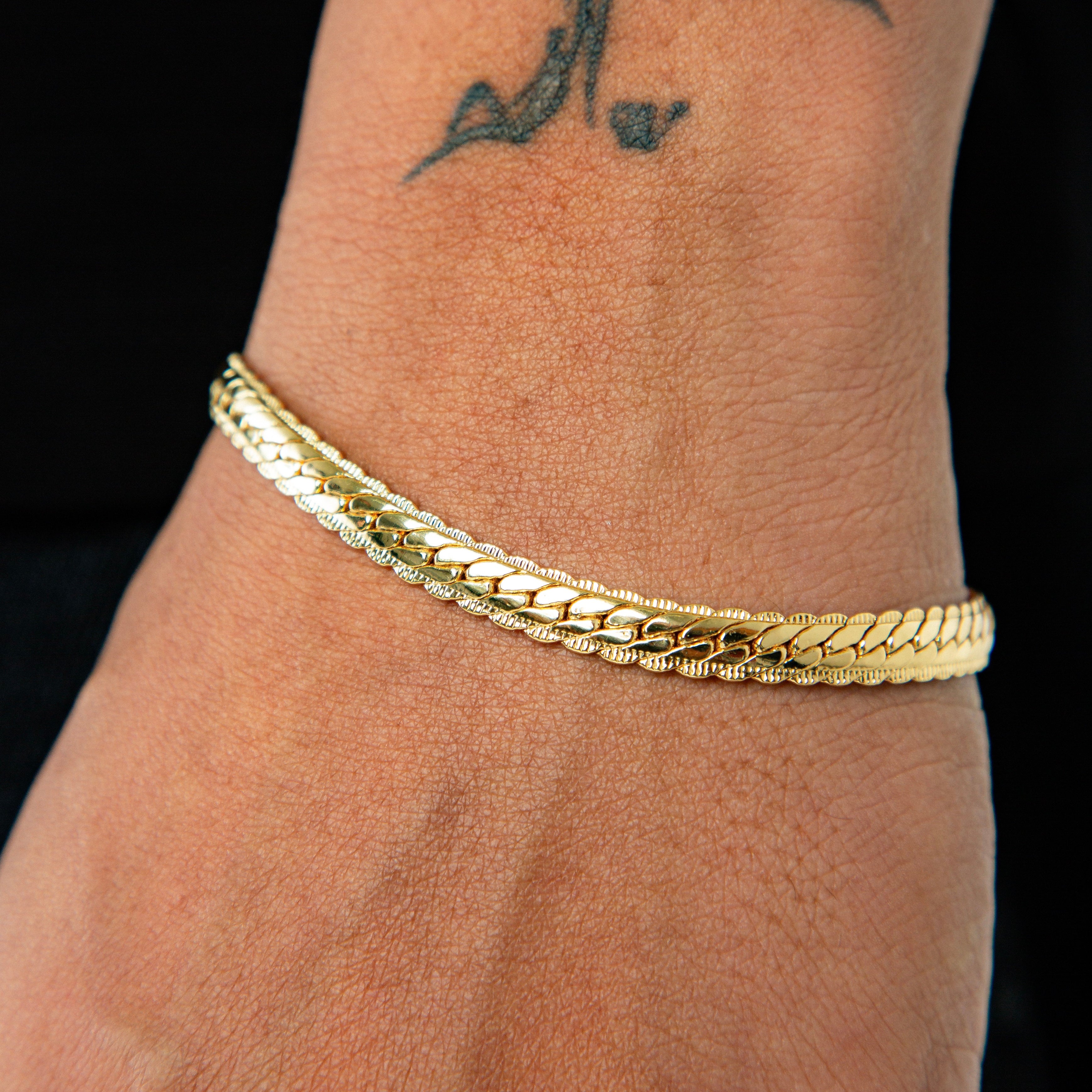 Pulseira Grumet Flat 4mm Banhada a Ouro 18k PUL084