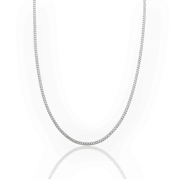 Corrente Grumet 2mm Fecho Tradicional Banhada a Ouro Branco COR065