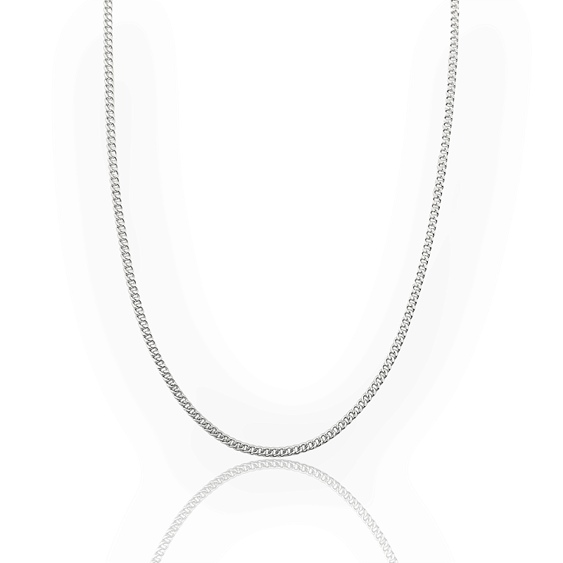 Corrente Grumet 2mm Fecho Tradicional Banhada a Ouro Branco COR065