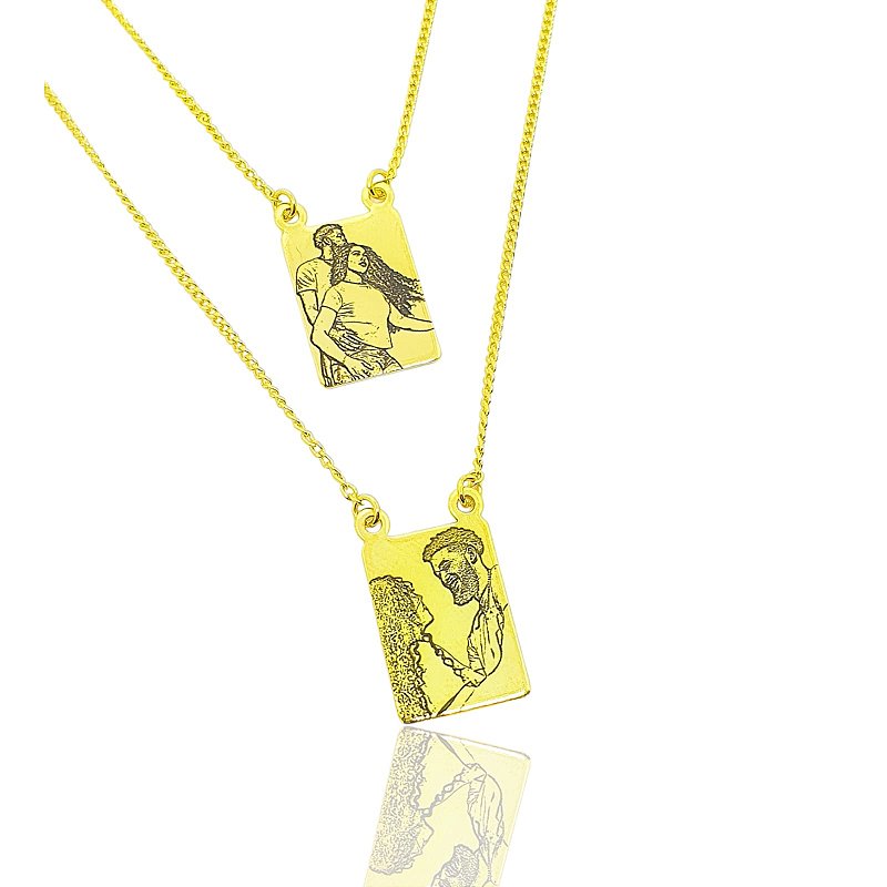 Escapulário Personalizado Corrente Grumet Banhada a Ouro 18k