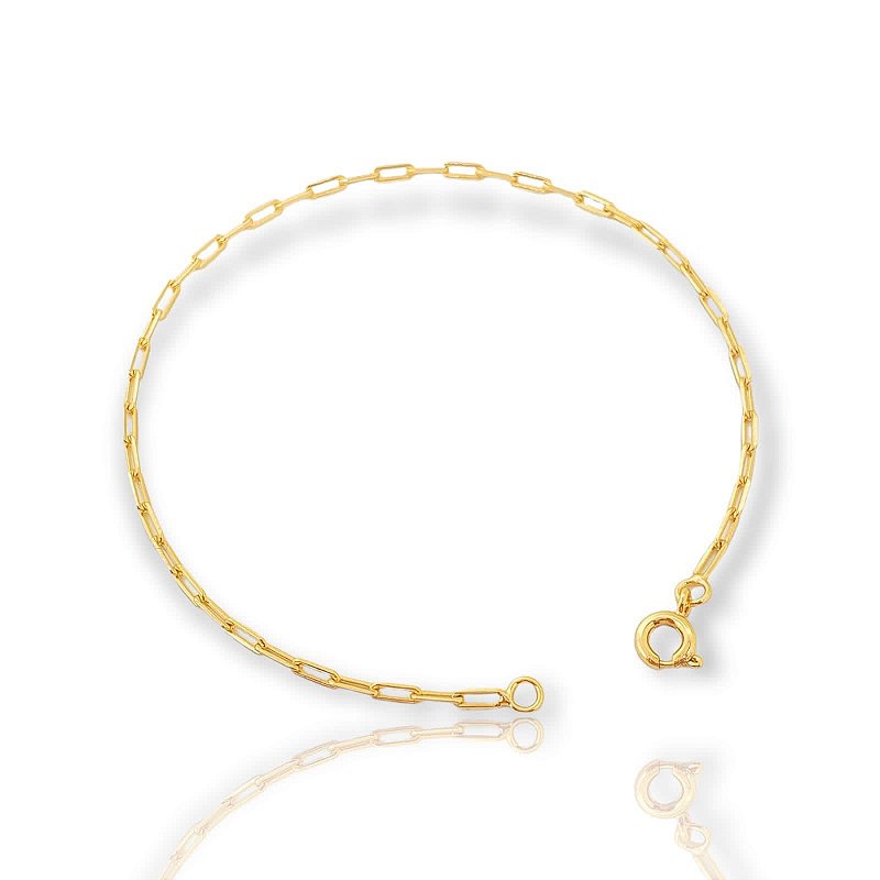 Pulseira Elo Alongado 2mm Fecho Tradicional Banhada A Ouro 18K PUL006