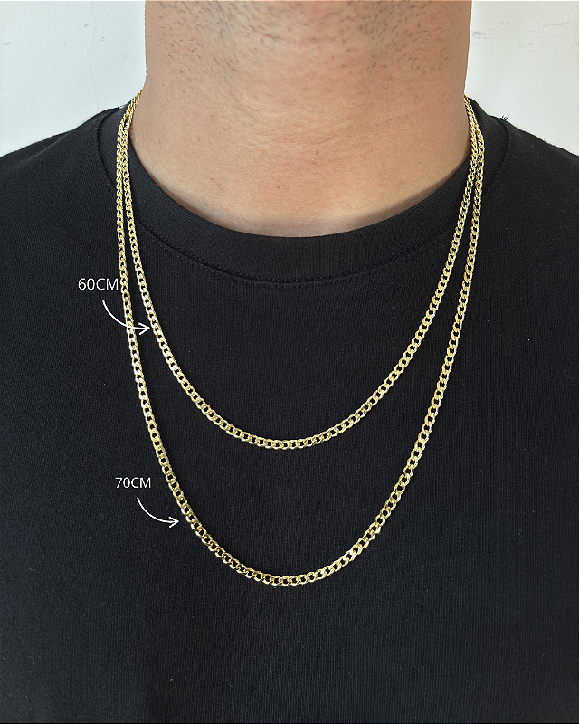 Kit Corrente Grumet + Pulseira Grumet 4mm Banhado A Ouro 18K