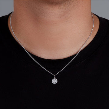 Corrente Grumet 1,4mm + Pingente Smile Redondo Cravejado Banhado A Ouro Branco COR005-PIN002