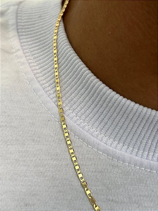 Corrente Piastrini 2,5mm Fecho Tradicional Banhada a Ouro 18k COR058