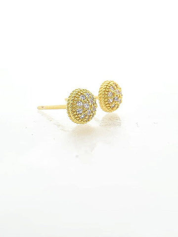 Brinco Masculino Par Redondo Cravejado P Banhado A Ouro 18k BRI109