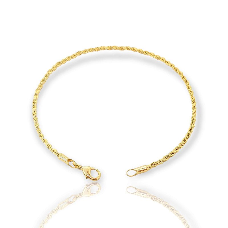 Pulseira Cordão Baiano 2mm Fecho Tradicional Banhada A Ouro 18k PUL022