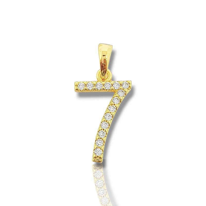 Pingente Número 7 Cravejado Banhado A Ouro 18k PIN081