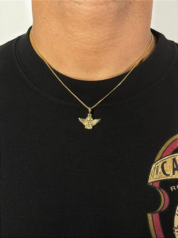 Corrente Veneziana 1mm +  Pingente Anjo Banhado A Ouro 18k COR009-PIN141
