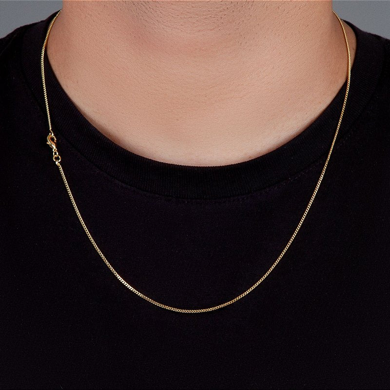 Corrente Grumet 1,4mm Fecho Tradicional Banhada A Ouro 18k COR012