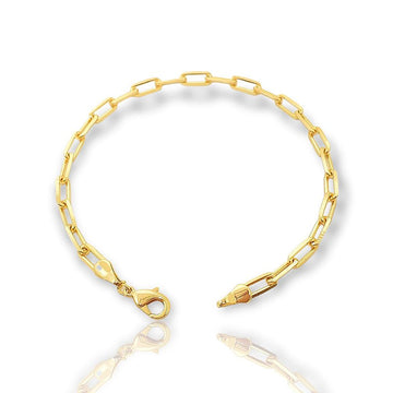 Pulseira Elo Alongado 4,2mm Fecho Tradicional Banhada A Ouro 18k PUL019