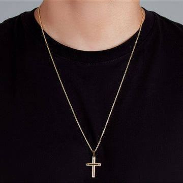 Corrente Elo Cadeado 2mm Fecho Tradicional + Pingente Cruz Detalhada Banhado A Ouro 18k COR011-PIN006