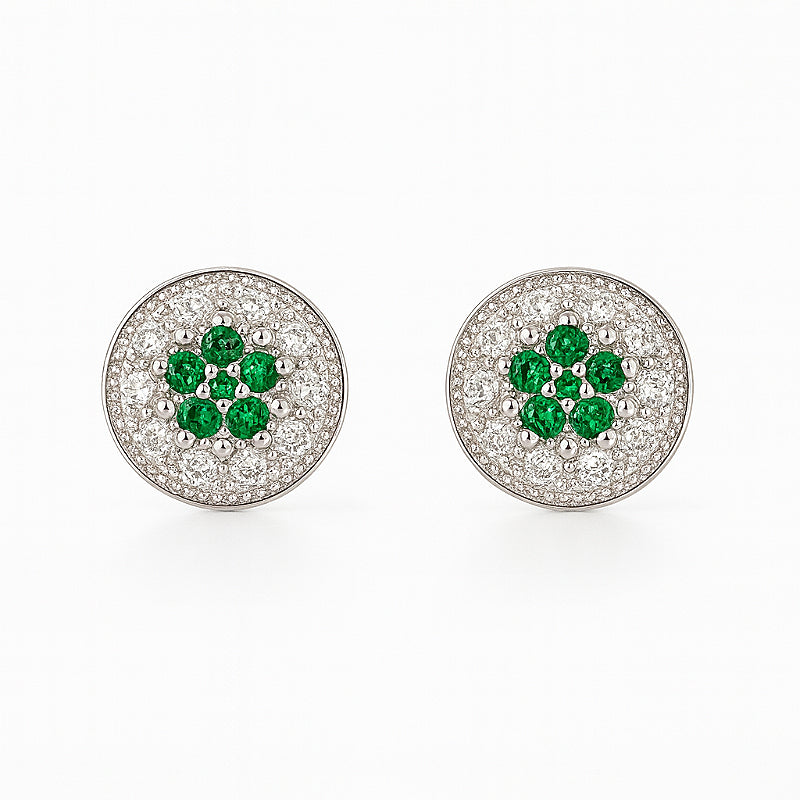 Brinco Fílip Green Banhado A Ouro Branco BRI196