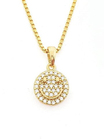 Pingente Smile Redondo Cravejado Banhado A Ouro 18k PIN005
