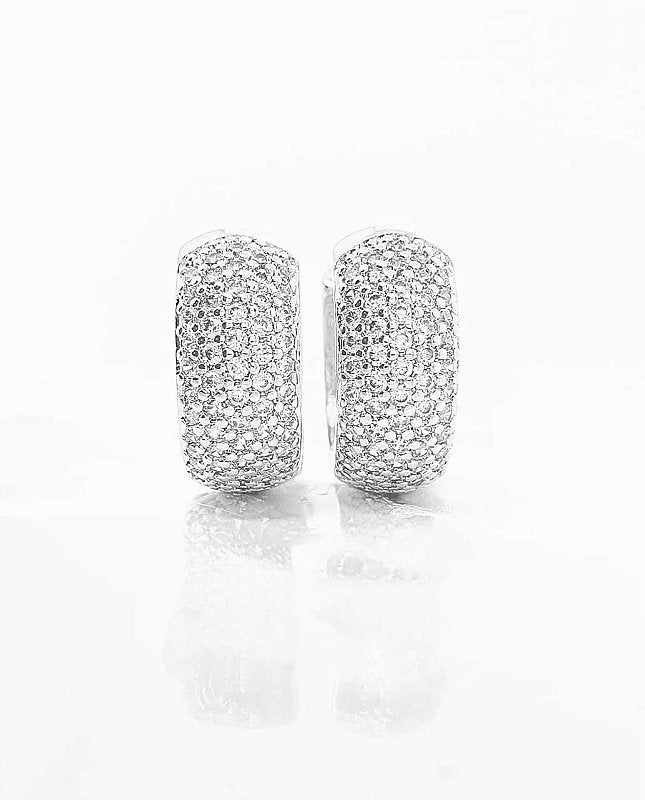 Brinco Masculino Par Argola Cravejada 4 Fileiras G Banhada A Ouro Branco BRI025
