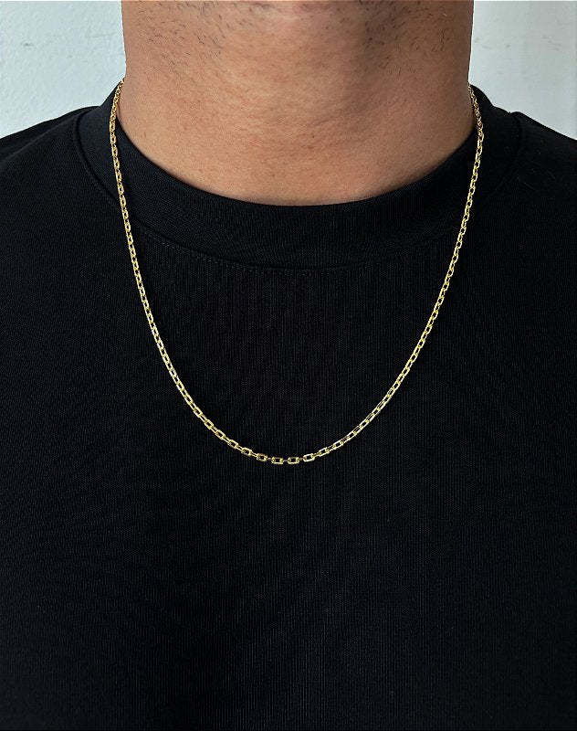 Corrente Elo Cadeado 4mm Fecho Tradicional Banhada A Ouro 18k COR082