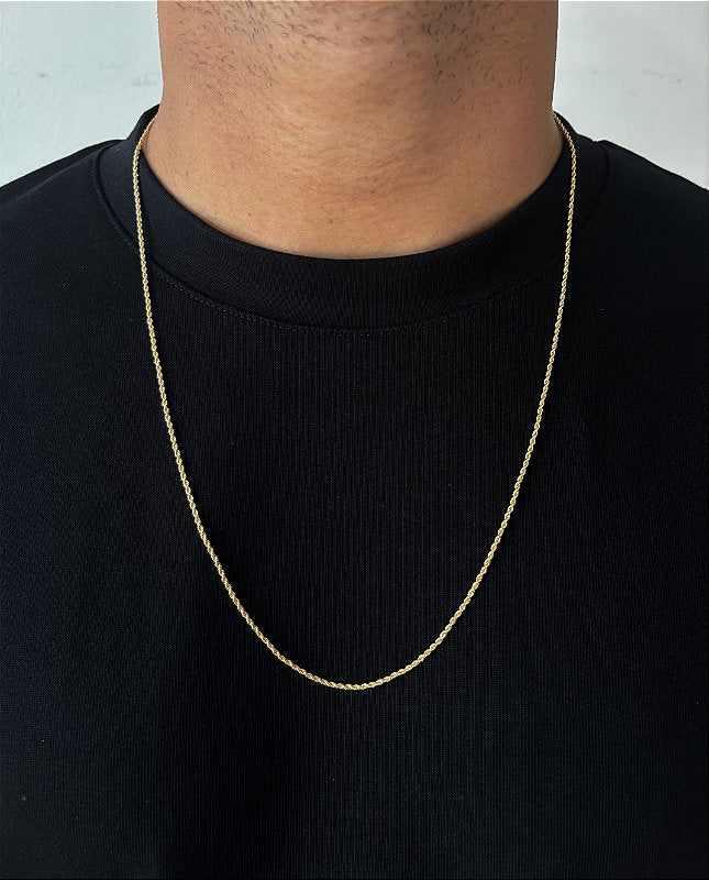 Corrente Cordão Baiano 1,6mm Fecho Tradicional Banhada A Ouro 18k COR088