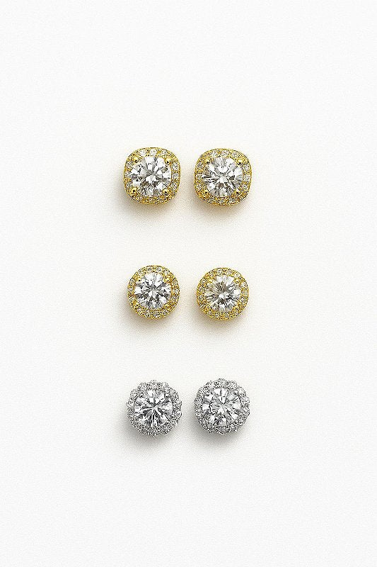 Kit Brincos Imperial, Imperial 3 e Imperial Quadrado Banhado A Ouro 18k BRI189-BRI204-BRI206