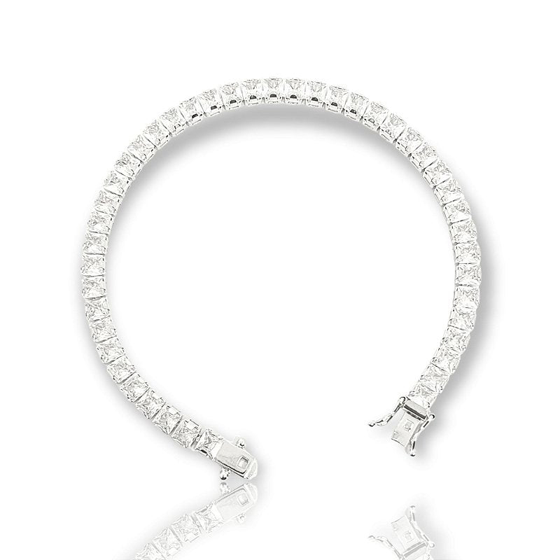 Pulseira Riviera Quadrada 5mm Fecho Gaveta Banhada A Ouro Branco PUL037