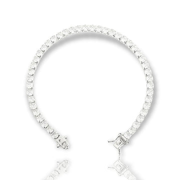 Pulseira Riviera Redonda 4mm Fecho Gaveta Banhada A Ouro Branco PUL039