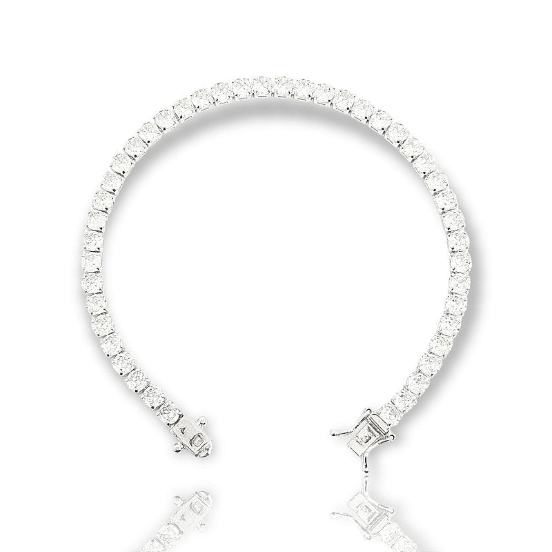 Pulseira Riviera Redonda 4mm Fecho Gaveta Banhada A Ouro Branco PUL039