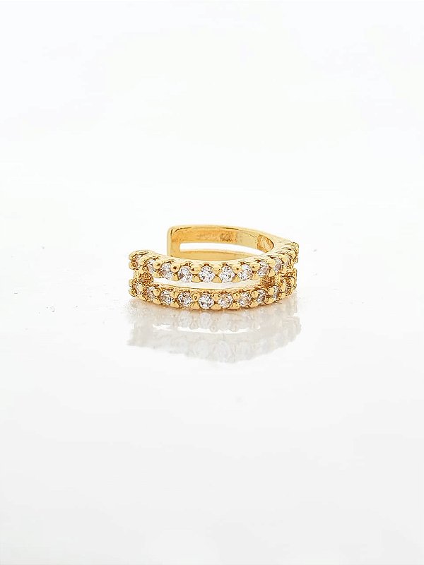 Piercing Fake Cravejado 2 fileiras Banhado A Ouro 18k PIER008
