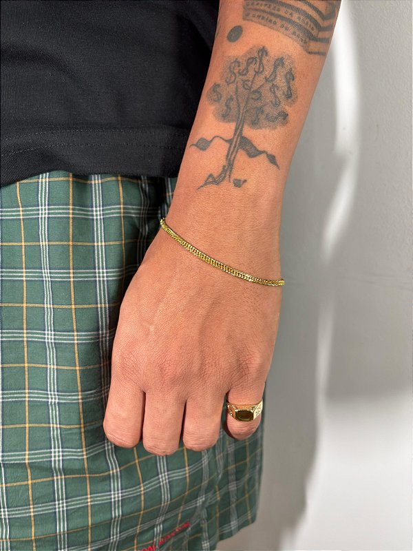 Pulseira Grumet Dupla 3mm Fecho Tradicional Banhada A Ouro 18k PUL061