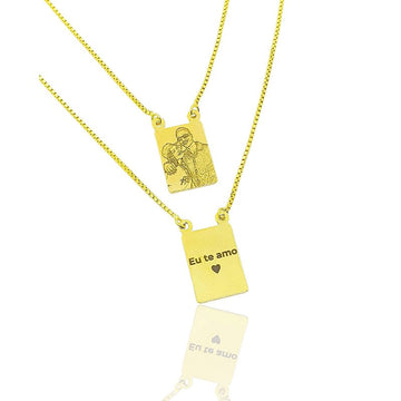 Escapúlario Personalizado Corrente Veneziana Banhada a Ouro 18k