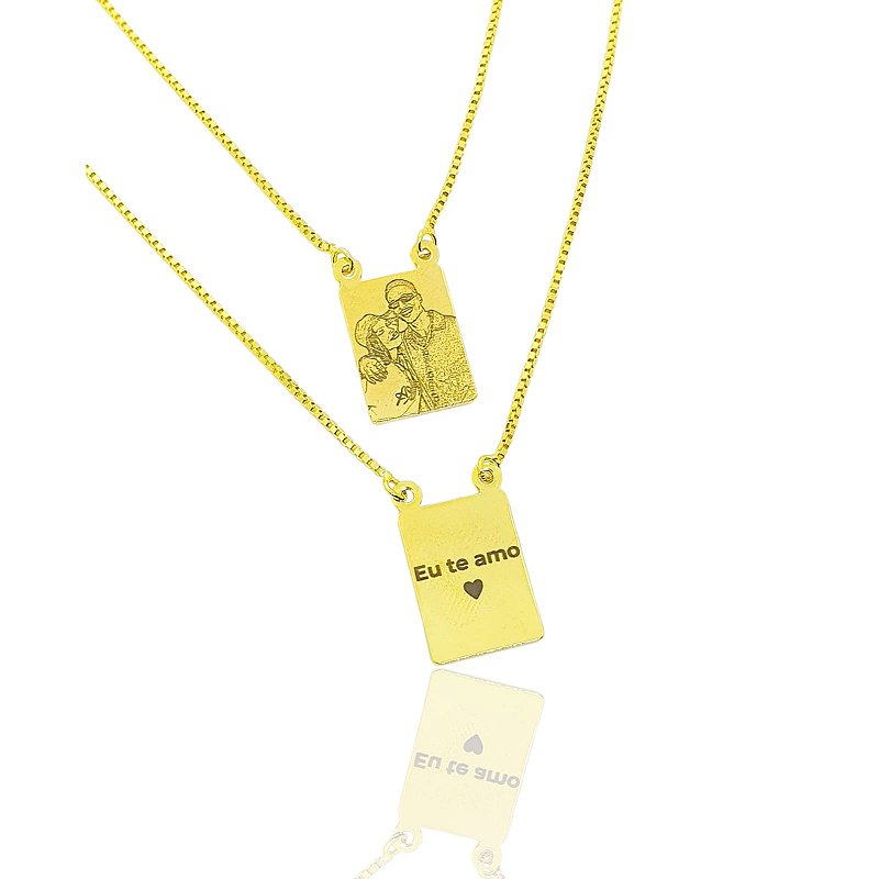Escapúlario Personalizado Corrente Veneziana Banhada a Ouro 18k