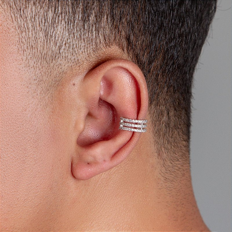 Piercing Fake Cravejado Banhado A Ouro Branco PIER001