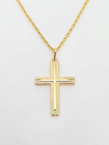 Pingente Cruz Detalhada Banhado A Ouro 18k PIN006