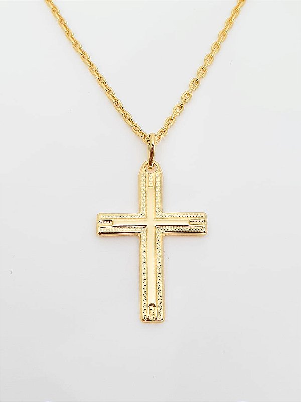 Pingente Cruz Detalhada Banhado A Ouro 18k PIN006