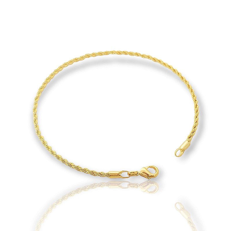 Pulseira Cordão Baiano 2mm Fecho Tradicional Banhada A Ouro 18k PUL022
