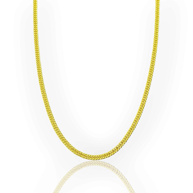 Corrente Grumet Dupla 50cm 3mm Fecho Tradicional Banhada a Ouro 18k COR060