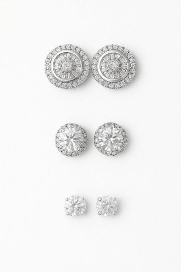 Kit Imperial, Prata 6mm e Pedra Retangular Banhado A Ouro Branco BRI192-BRIP002-BRI158