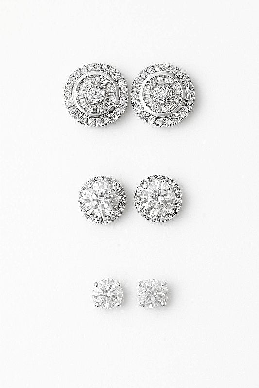 Kit Imperial, Prata 6mm e Pedra Retangular Banhado A Ouro Branco BRI192-BRIP002-BRI158