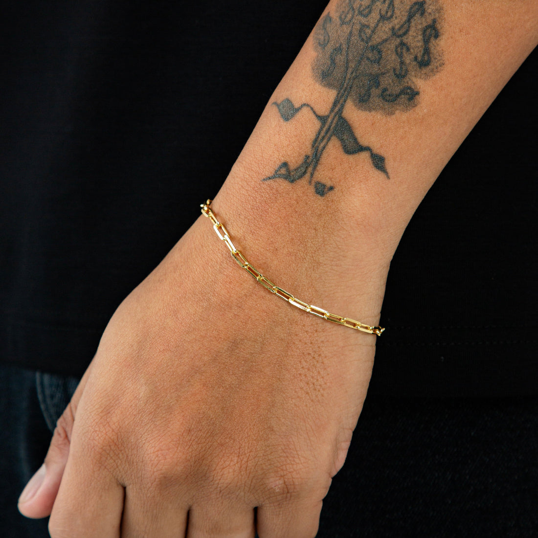 Pulseira Cadeado Alongado 3,5mm Banhada a Ouro 18k PUL082