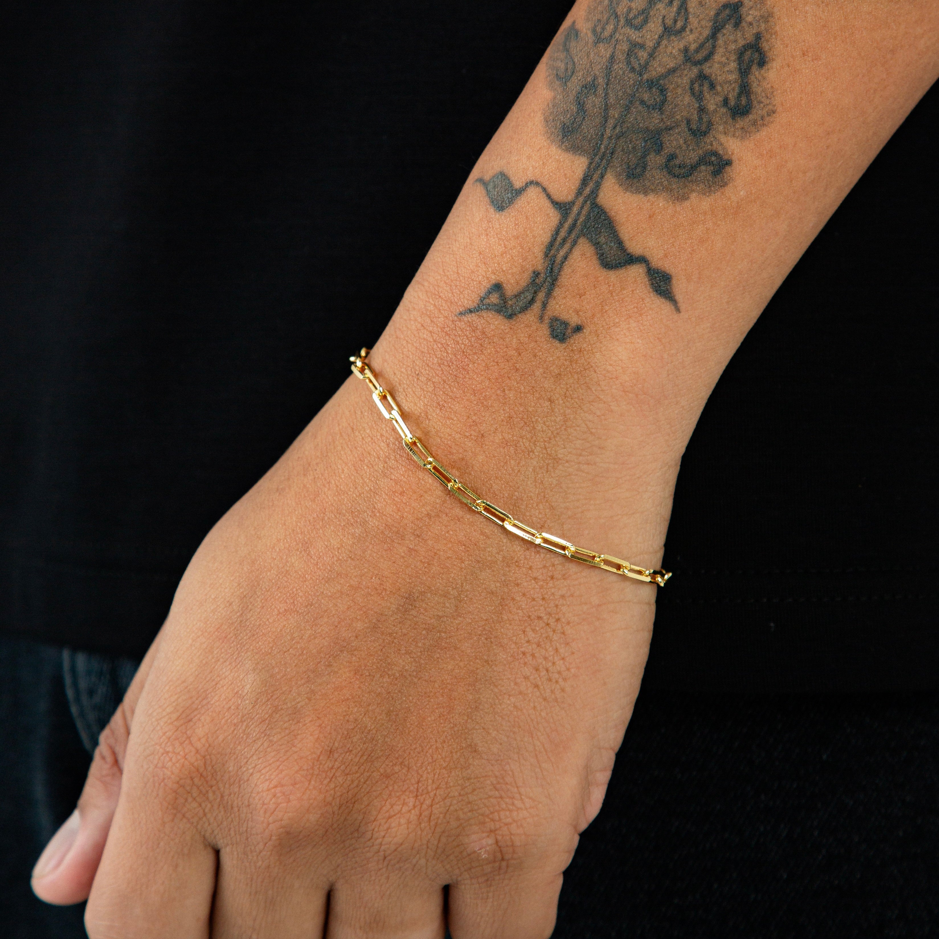 Pulseira Cadeado Alongado 3,5mm Banhada a Ouro 18k PUL082
