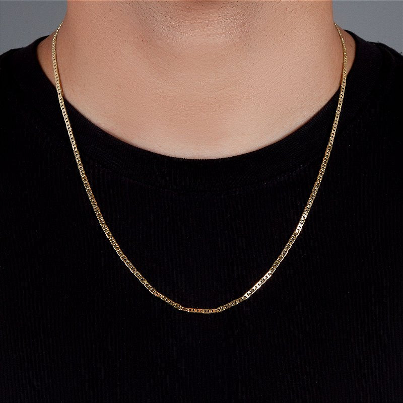 Corrente Piastrini 60cm 2,5mm Fecho Tradicional Banhada A Ouro 18k COR029