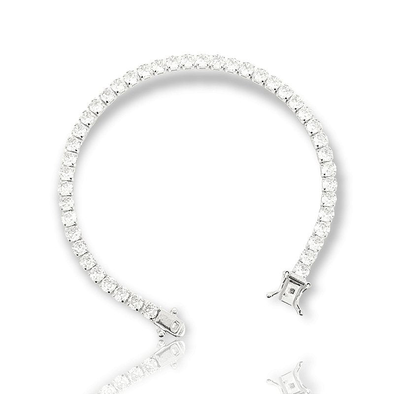 Pulseira Riviera Redonda 4mm Fecho Gaveta Banhada A Ouro Branco PUL039