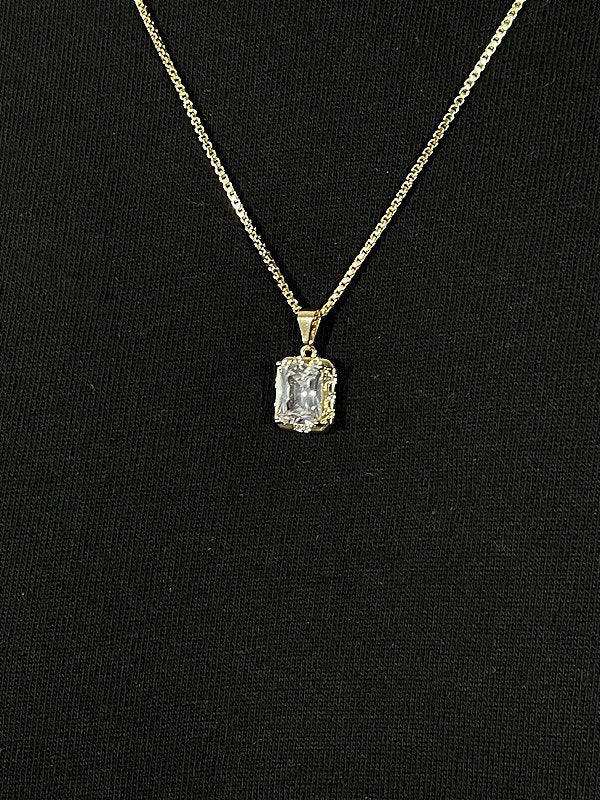 Corrente Veneziana 1,2mm + Pingente Prisma Banhada a Ouro 18k COR006-PIN129