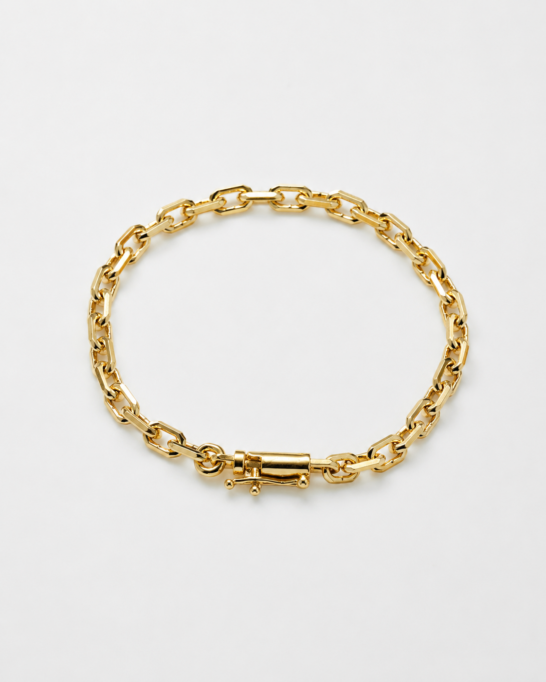 Pulseira Elo Cadeado 4mm Fecho Bomba Banhada A Ouro 18K PUL065