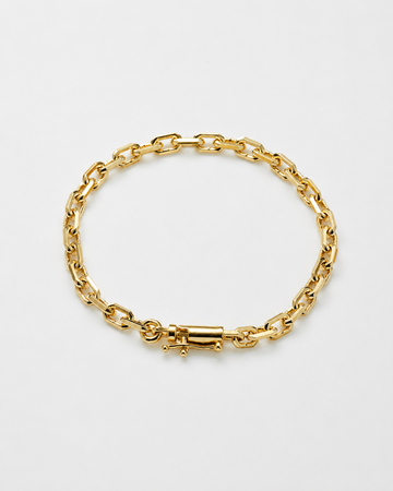Pulseira Elo Cadeado 4mm Fecho Bomba Banhada A Ouro 18K PUL065
