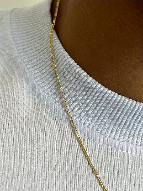 Corrente 3 por 1 - 1,4mm Fecho Tradicional Banhada a Ouro 18k COR057