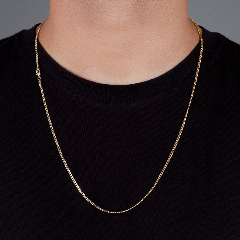 Corrente Grumet 2mm Fecho Tradicional Banhada A Ouro 18k COR010